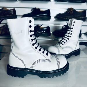 Gripfast Original Vintage White Leather 10-eye Combat Boots - England